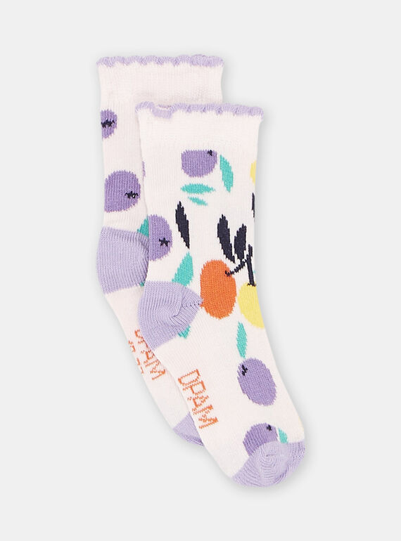 Zartrosa Socken mit Obstdruck, Baby, Mädchen SYILINSOQ / 23WI09B2SOQ301
