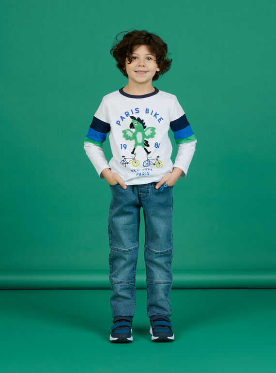 Mittlere Denim-Jeans für Kinder Junge mit Gummizug in der Taille NOGAJEAN / 22S902O1JEAP274