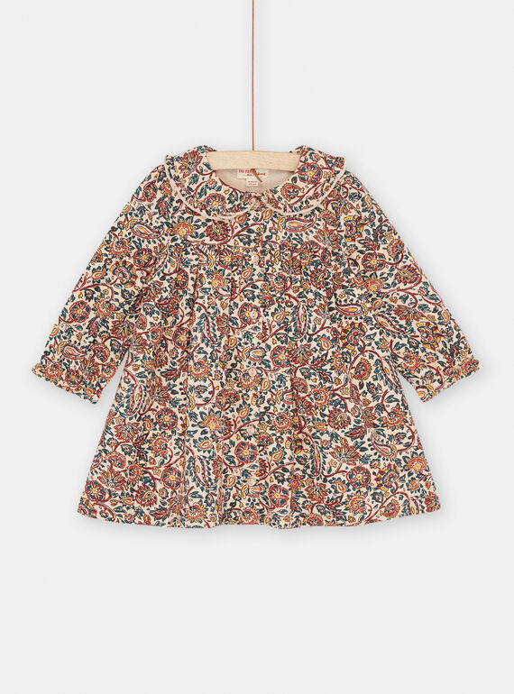 Blassrosa Kleid mit Blumenmuster SICOUROB1 / 23WG09L1ROB009
