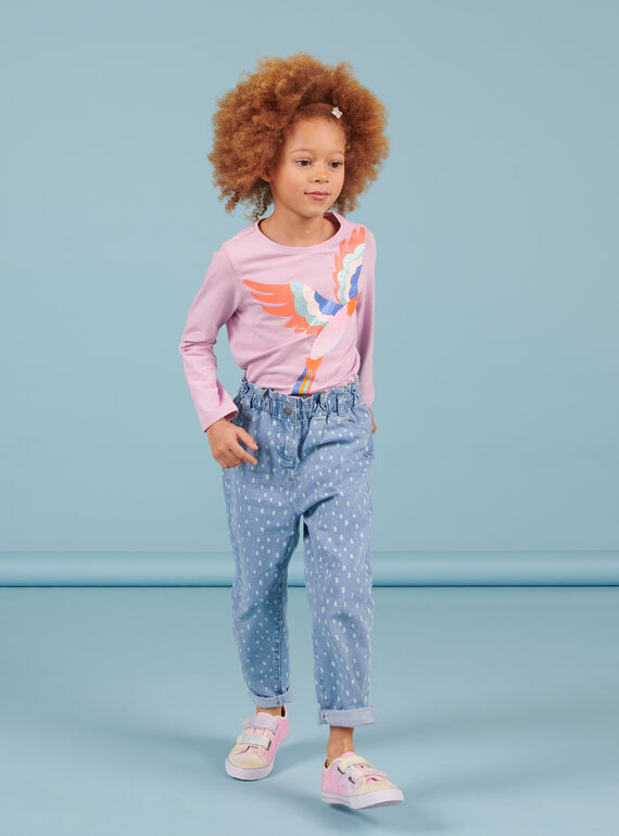 Helle Denim-Jeans mit Tupfen für ein Kind Mädchen NAMOPANT / 22S901N1PANP272