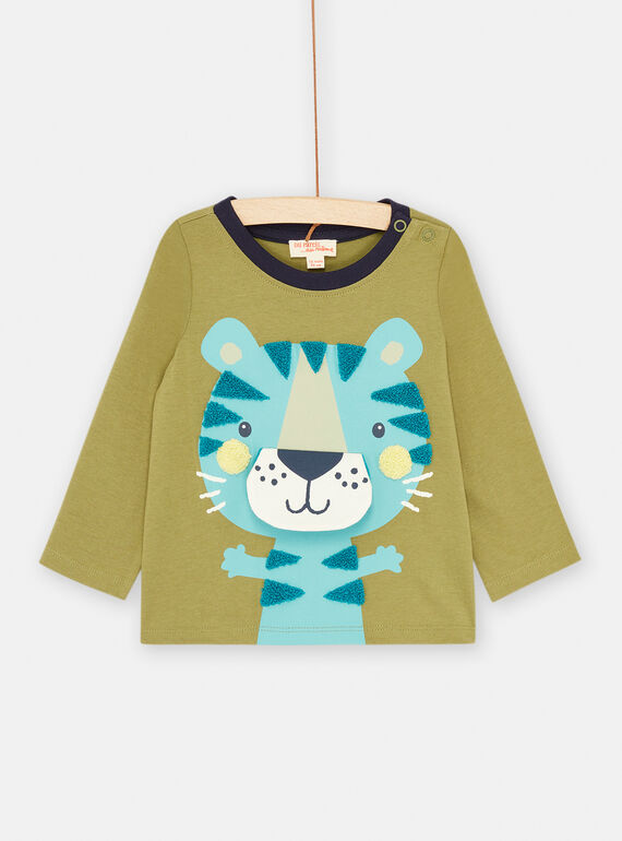 Langärmeliges T-Shirt in Khaki und Türkis SUDUTEE1 / 23WG10P1TML617