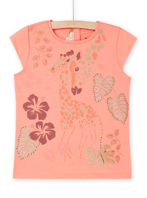 Pfirsichfarbenes T-Shirt mit Giraffenmotiv RASUMTI2 / 23S901Y1TMC413