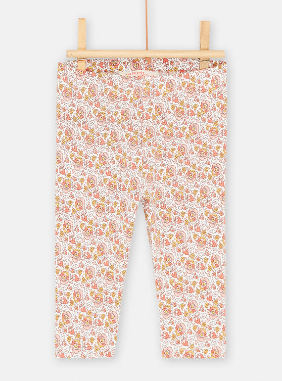 Ecru Leggings mit Blumenmuster SYICOULEG / 23WI09L1CAL001