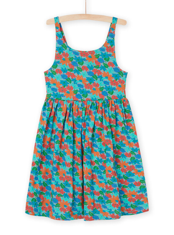 Türkisfarbenes Kleid mit Blumenmuster RAPLAROB2 / 23S901P3ROBC215