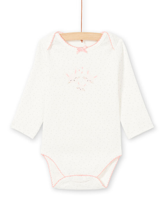 Baby Mädchen weiß lange Ärmel bunny bodysuit MEFIBODAMO / 21WH13B8BDL001