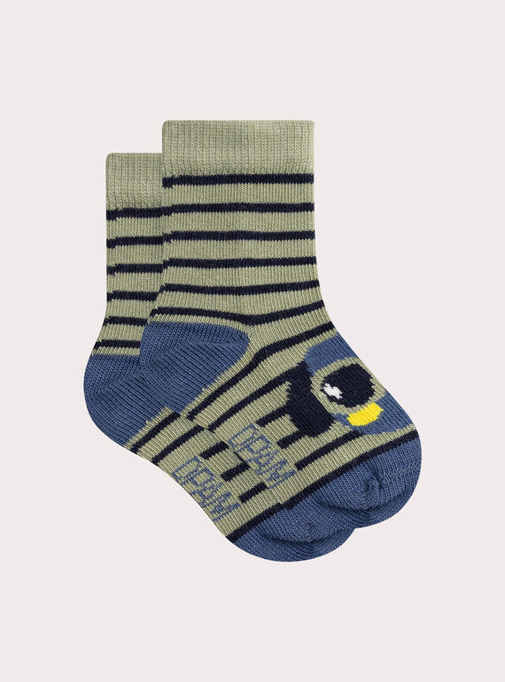 Gestreifte Socken mit Hundemuster für Baby Jungen VYUJOCHO1 / 24WI10H2SOQG608