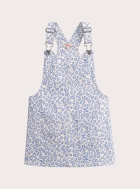 Blaues Latzkleid mit Leopardenmuster für Mädchen VADAROB2 / 24W90121ROB001