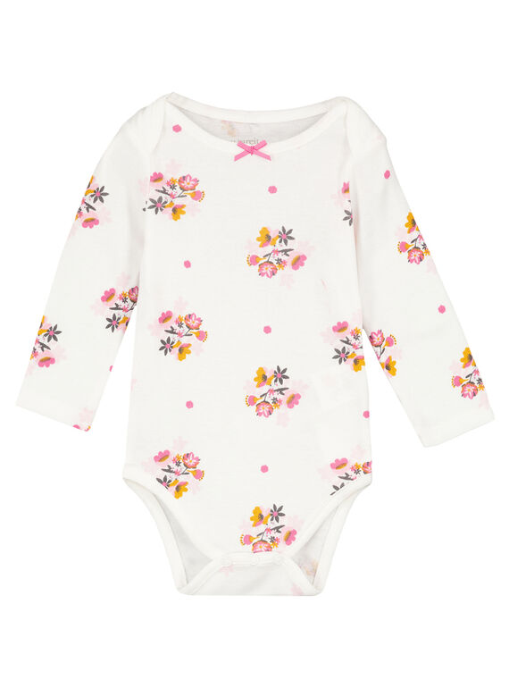 Naturweißer, langärmeliger, gerippter Body für Babys Mädchen GEFIBODLUN / 19WH13N4BDL001