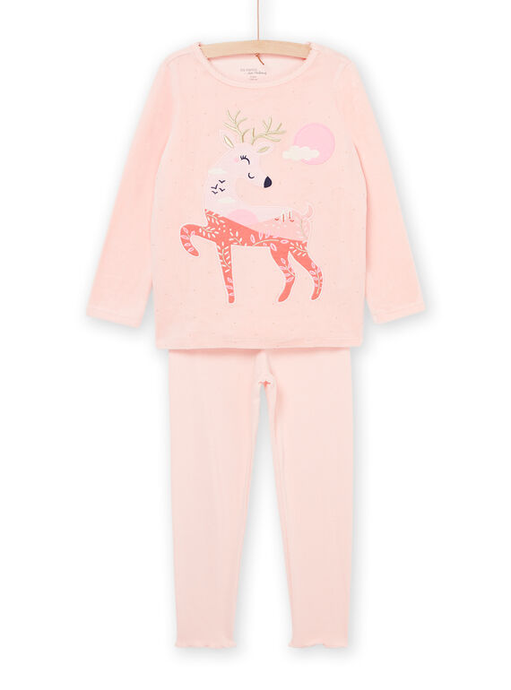 Samtpyjama Set aus T-Shirt und Hose mit Hirschmotiv PEFAPYJREN / 22WH1135PYJD327