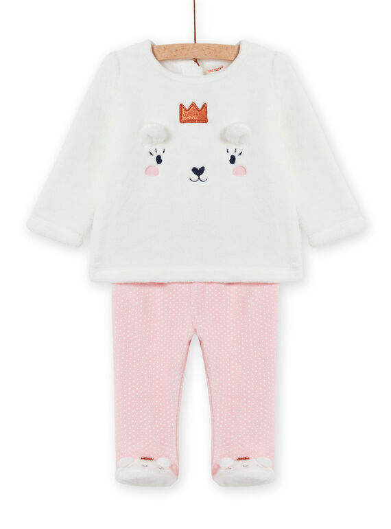 Baby-Mädchen-Schlafanzug-Set aus weicher Boa mit Teddybär-Design MEFIPYJOUR / 21WH1391PYJ001