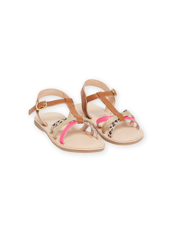 Spartanische Sandalen mit Leopardenmuster Riemen Kind Mädchen NASANDPAULINE / 22KK354ID0E804