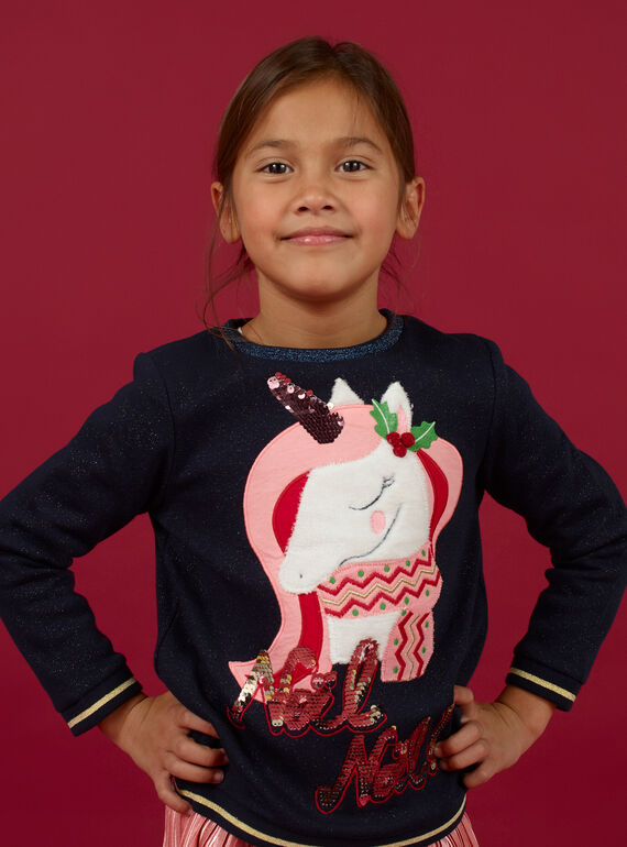 Pullover für Kind Mädchen mit Einhornmotiv MANOSWEA / 21W901Q1SWE070