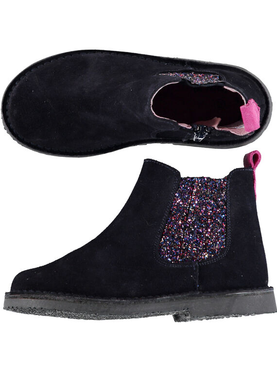 Marineblaue Chelsea-Stiefel aus Lackleder für Kinder Mädchen GFBOOTMAR / 19WK35IDD0D070