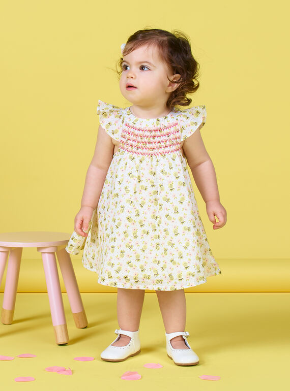 Off weiß und grün Kleid und Bloomer mit Ananas Druck Baby Mädchen LIBALROB3 / 21SG09O1ROB000