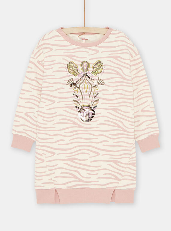 Sweatshirtkleid in Ecru und Rosa, Mädchen SAKYOROB3 / 23W901I4ROB003