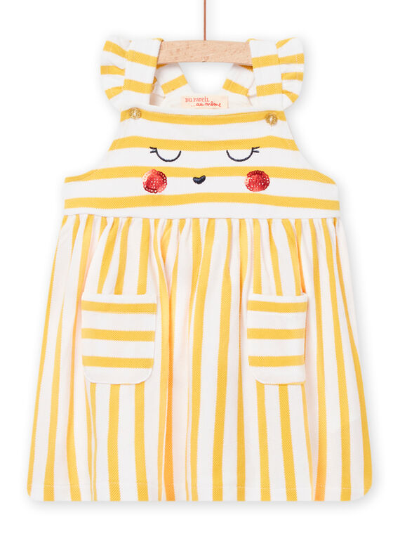 Baby Mädchen Kaninchen Animation gelb gestreiftes Kleid NILUROB4 / 22SG09P2ROBB105