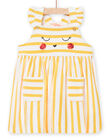 Baby Mädchen Kaninchen Animation gelb gestreiftes Kleid NILUROB4 / 22SG09P2ROBB105