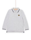 Grau meliertes Poloshirt mit gesticktem Wolfskopfmotiv POJOPOL3 / 22W902D1POLJ922