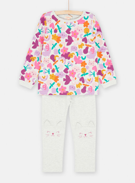 Grauer Pyjama mit Fantasiemuster, Mädchen SEFAPYJFRU / 23WH1141PYJJ920