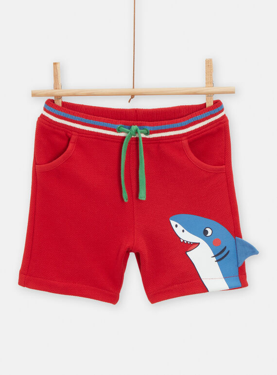 Rote Shorts mit Haifisch-Animation für Baby-Jungen TUCLUBER1 / 24SG10O1BER505