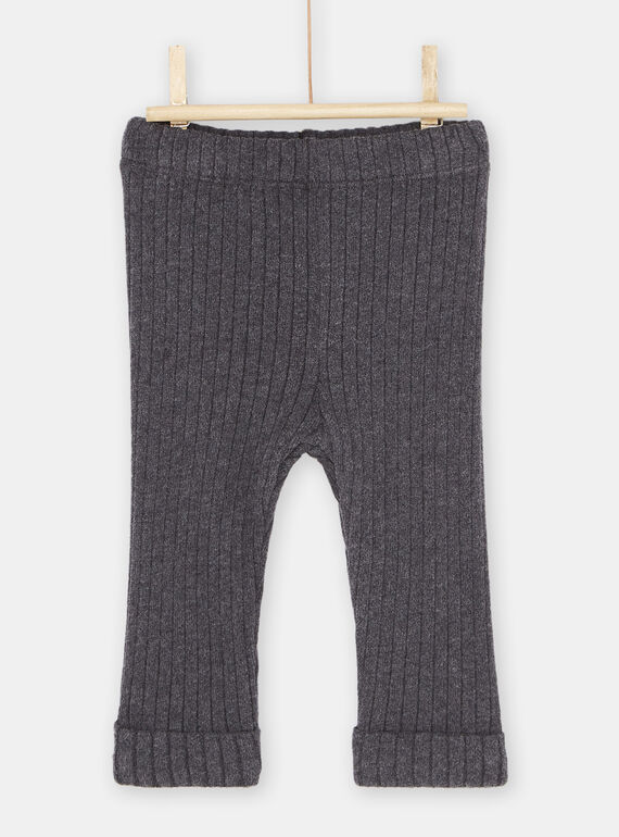 Gerippte Leggings in Anthrazit, Baby, Mädchen SYIJOLEGCO3 / 23WI09B5CAL944