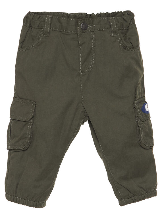 Militärgrüne Polybaumwollhose Baby Junge GUBRUPAN1 / 19WG10K1PANG631