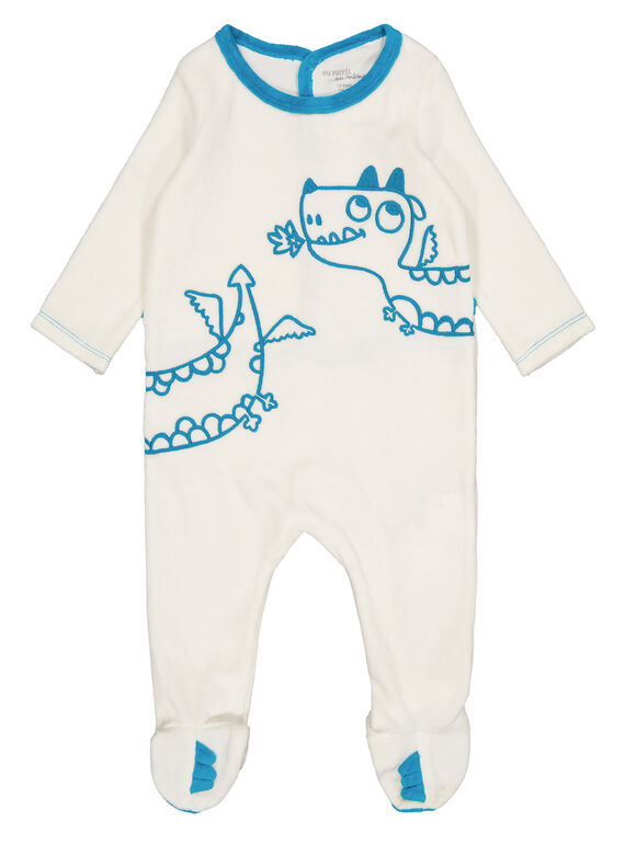 Naturweißer Samt-Strampler Baby Junge GEGAGREDRA / 19WH14N1GRE001