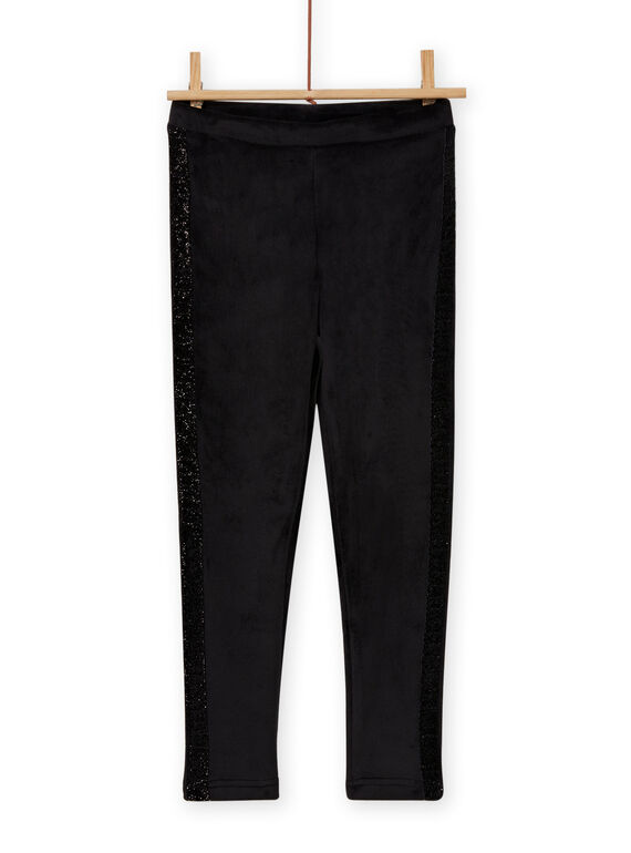 Schwarze Samt-Leggings für Mädchen MAJOLEG6 / 21W901N9PAN090