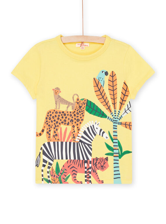 Zitronengelbes T-Shirt mit Dschungelmuster ROJUNTI4 / 23S902U4TMCB104