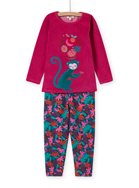 Set aus T-Shirt und Hose aus tropischem Samt für Mädchen MEFAPYJMON / 21WH1183PYJD312