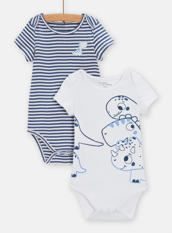 2er-Pack marineblaue und weiße Bodys für Baby-Jungen TEGABODIN / 24SH1473BOD000
