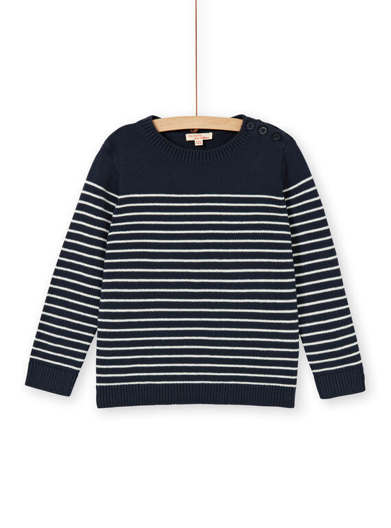Marineblau und ecru gestreifter Pullover für Jungen LOJOPUL2 / 21S90232PUL705