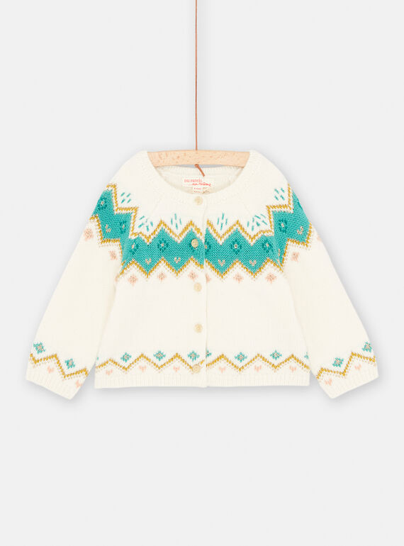 Strickjacke in Ecru für Baby-Mädchen SIDUCAR / 23WG09P1CAR001