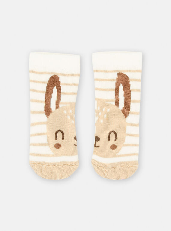 Weiße und braune Socken mit Streifenmuster SOU2CHO3 / 23WF4221SOQA001