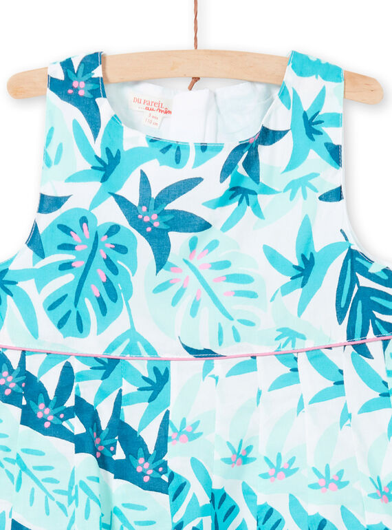 Baby Mädchen Weiß und Blau Foliage Print Kleid LAVEROB3 / 21S901Q1ROB001