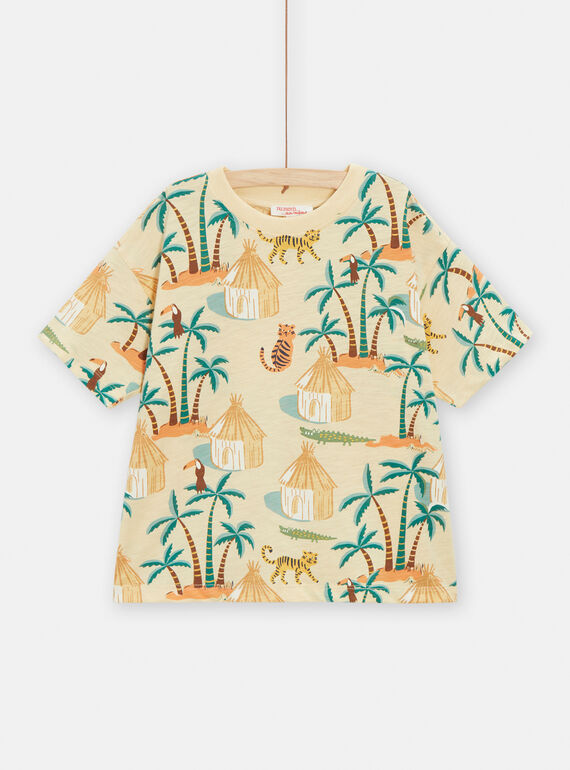 Jungen-T-Shirt in Hellgelb mit Savannentierprint TOLITI4 / 24S902T2TMCB115
