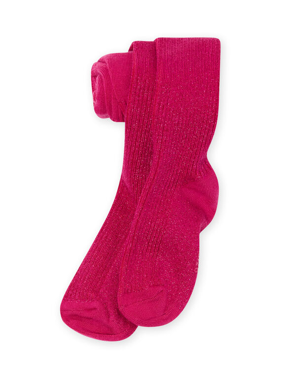 Dunkelrosa gerippte Strumpfhose für Mädchen MYAJOSCOL3 / 21WI0113COLD312