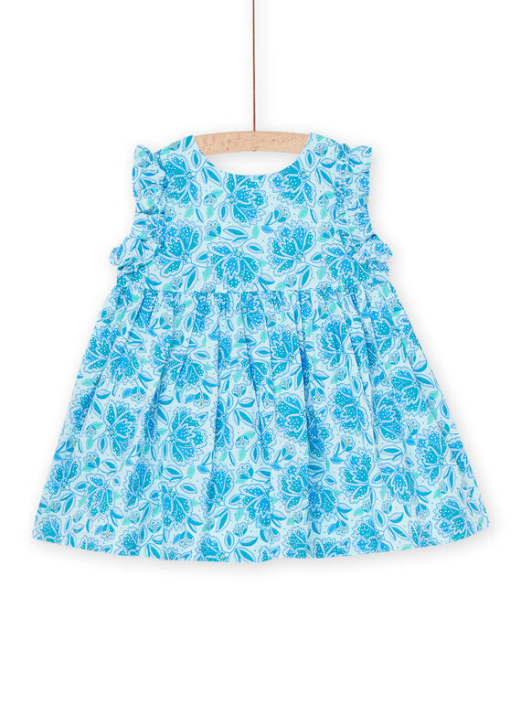 Türkisfarbenes Kleid mit Blumendruck RIBALROB1 / 23SG09W3ROBC215