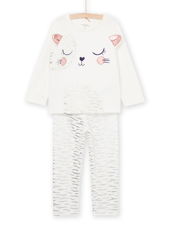 Pyjama-Set T-shirt und Hose aus Samt mit Katzenprint PEFAPYJGER / 22WH1139PYJ001