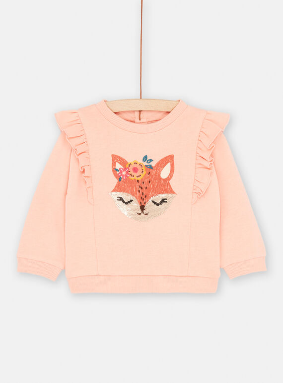 Lachsfarbenes Sweatshirt mit langen Ärmeln SICOUSWE / 23WG09L1SWE401