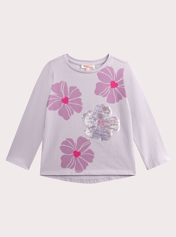 Lila T-Shirt mit Blumendruck für Mädchen  VAJOYTEE6 / 24W901I3TMLH700