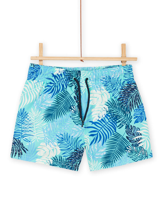 Blaue Badeshorts mit Blätterdruck RYOMERBOXTRO / 23SI02R6MAIC200
