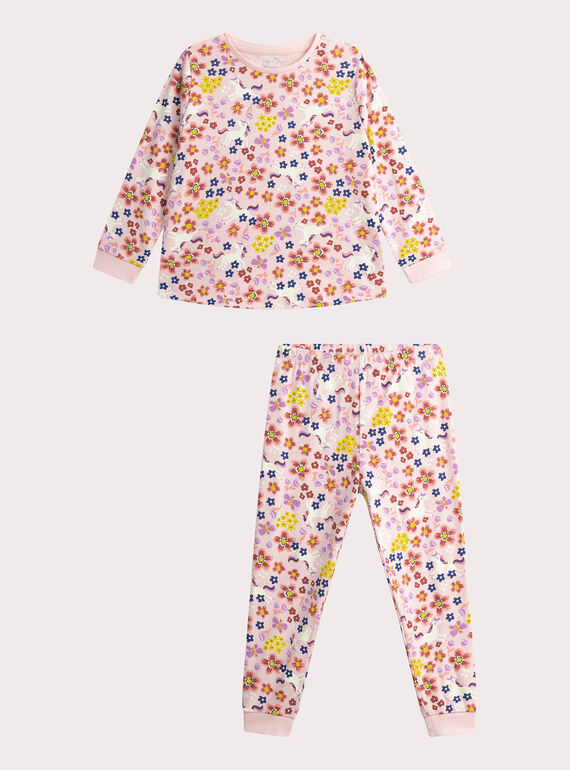 Phosphoreszierender Kinder-Pyjama in Dragee-Rosa für Mädchen WEFAPYJPHO / 25SH1191PYJD310