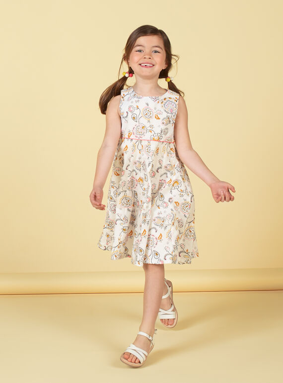 Kleid aus Kaschmir und Gelb mit Kaschmir-Print LAPOEROB1 / 21S901Y1ROB001