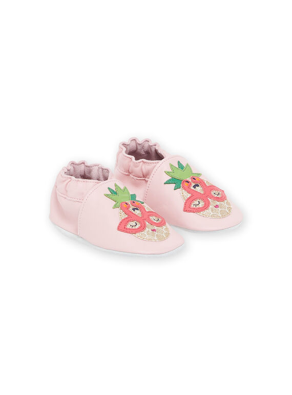 Rosa Lederschuhe mit Ananas-Patch und Pailletten RICHOSPINEA / 23KK3743D3S030