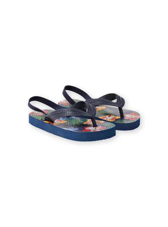 Marineblaue Flip-Flops mit tropischem Druck für Jungen LGTONGTROPI / 21KK3664D01070