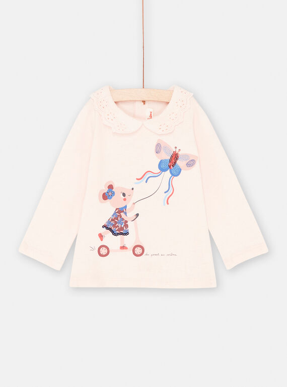 Rosafarbener Petal-Top mit Maus- und Schmetterlingsmotiv, Baby, Mädchen SIFORBRA / 23WG09K1BRA309