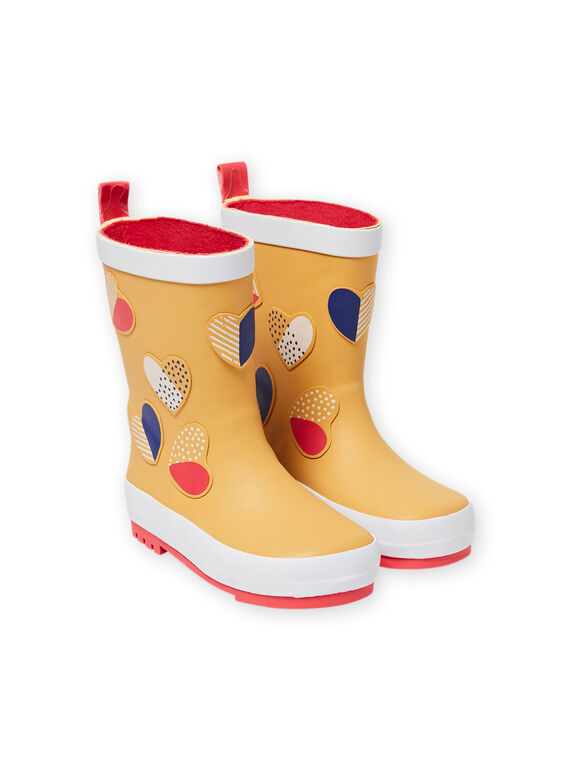 Kind Mädchen orange Regenstiefel mit Herzchenaufdruck MAPLUICOEUR / 21XK3511D0C400
