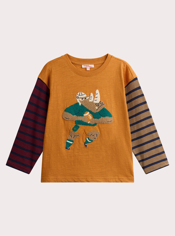 T-Shirt mit Nashornmotiv und gestreiften Ärmeln für Jungen VOKOTEE2 / 24W90231TML109