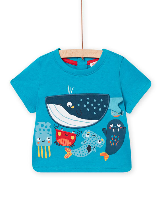 Baby Junge blaues Kurzarm-T-Shirt NUFICTI2 / 22SG10U1TMCC215